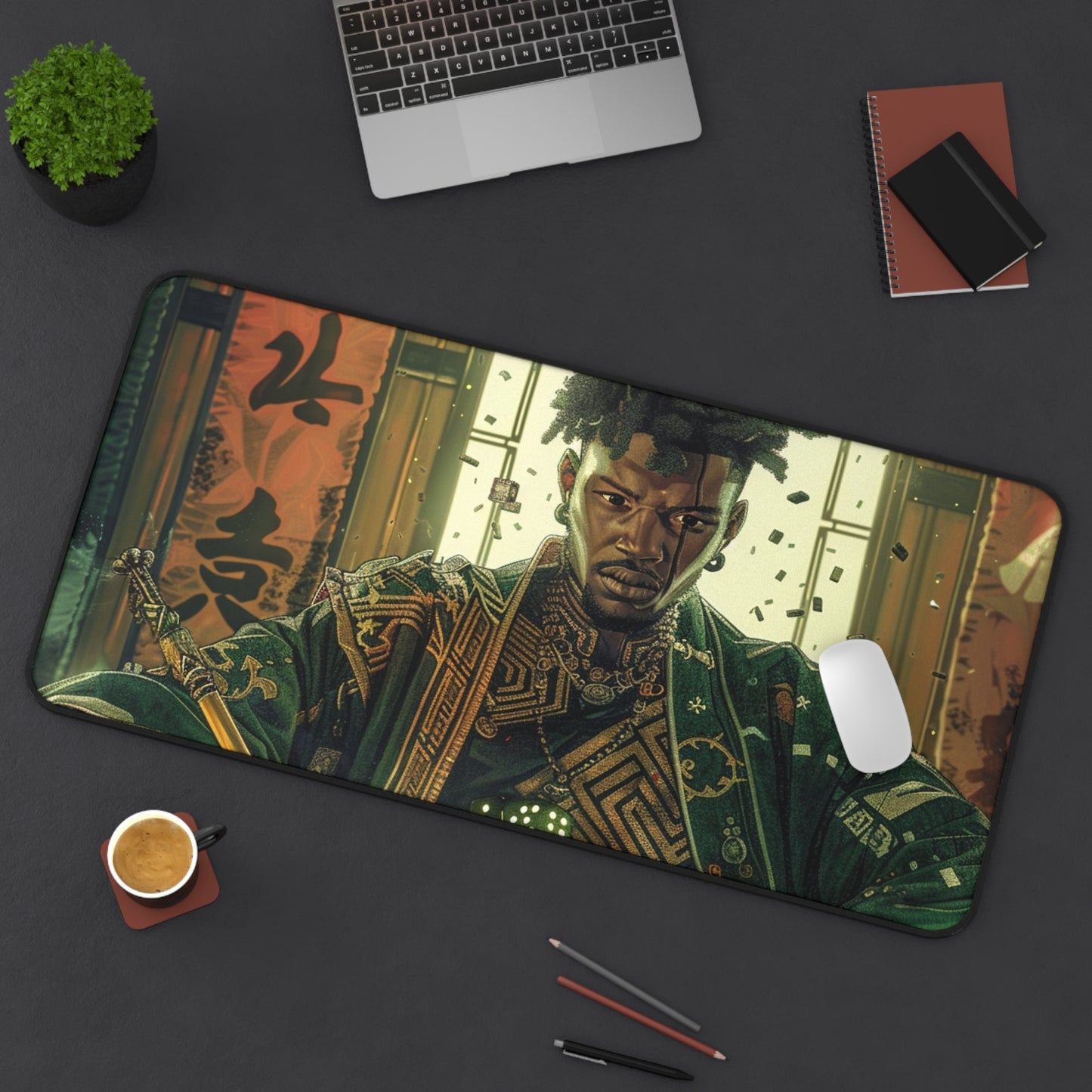 Bold & Artistic Desk Mat - Samurai Warrior Design for Home Office