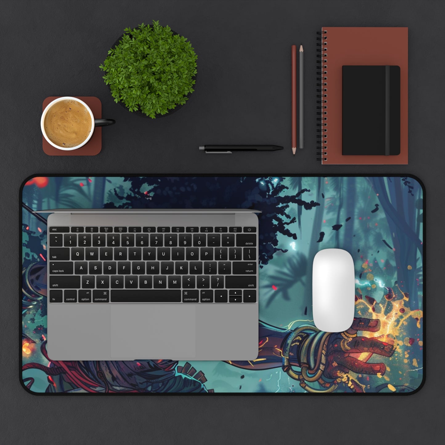 Mystical Warrior Desk Mat – Unique Gaming & Office Accessory for Creative Minds