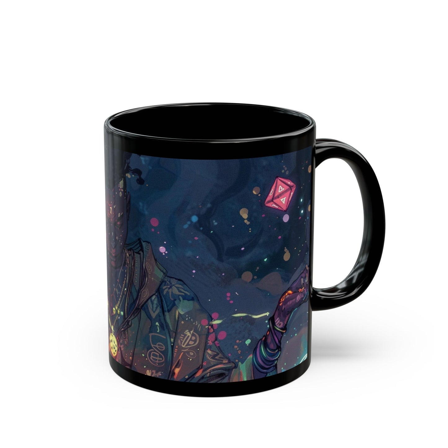 Cosmic Vibes Black Mug - 11oz & 15oz with Fantasy Art Design