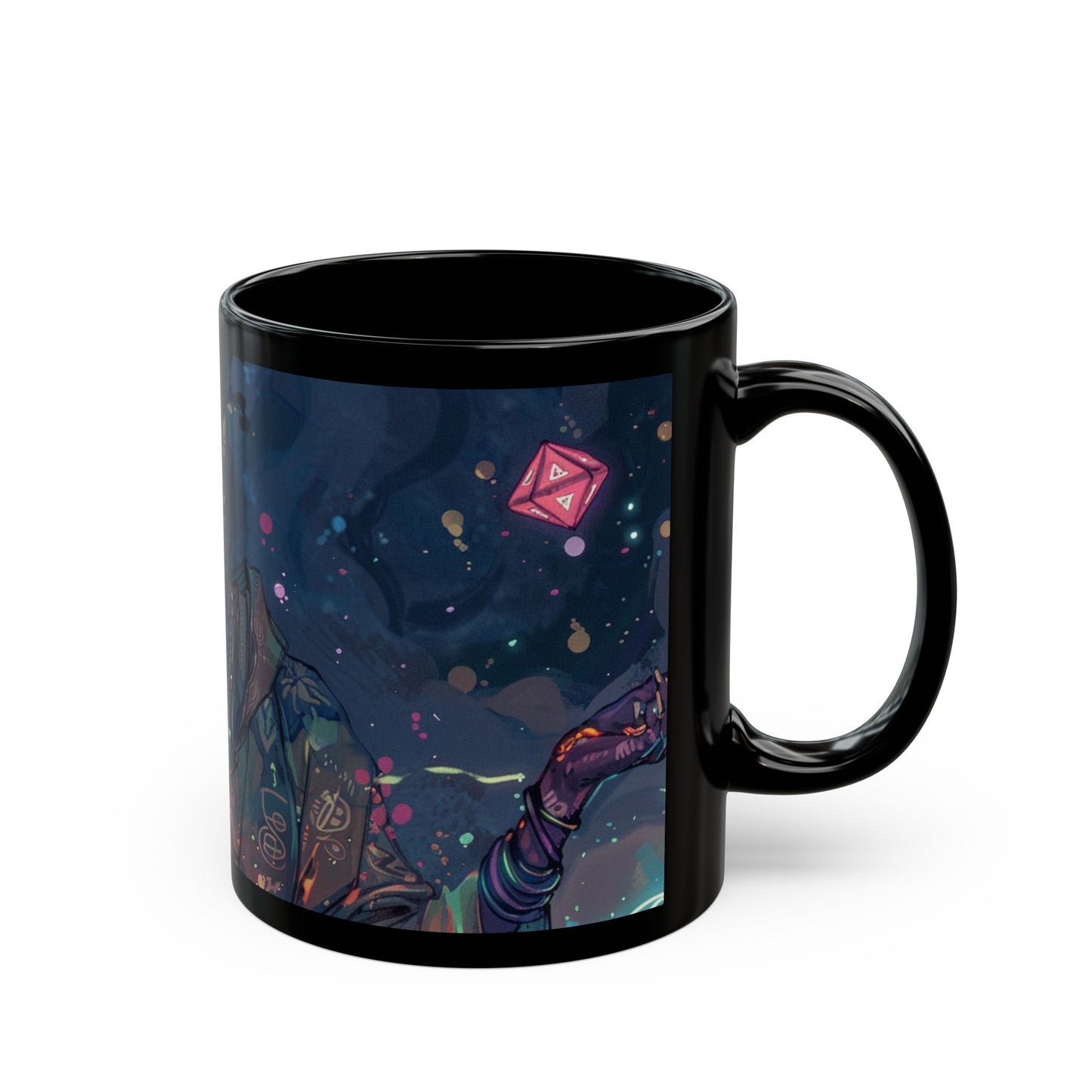 Cosmic Vibes Black Mug - 11oz & 15oz with Fantasy Art Design