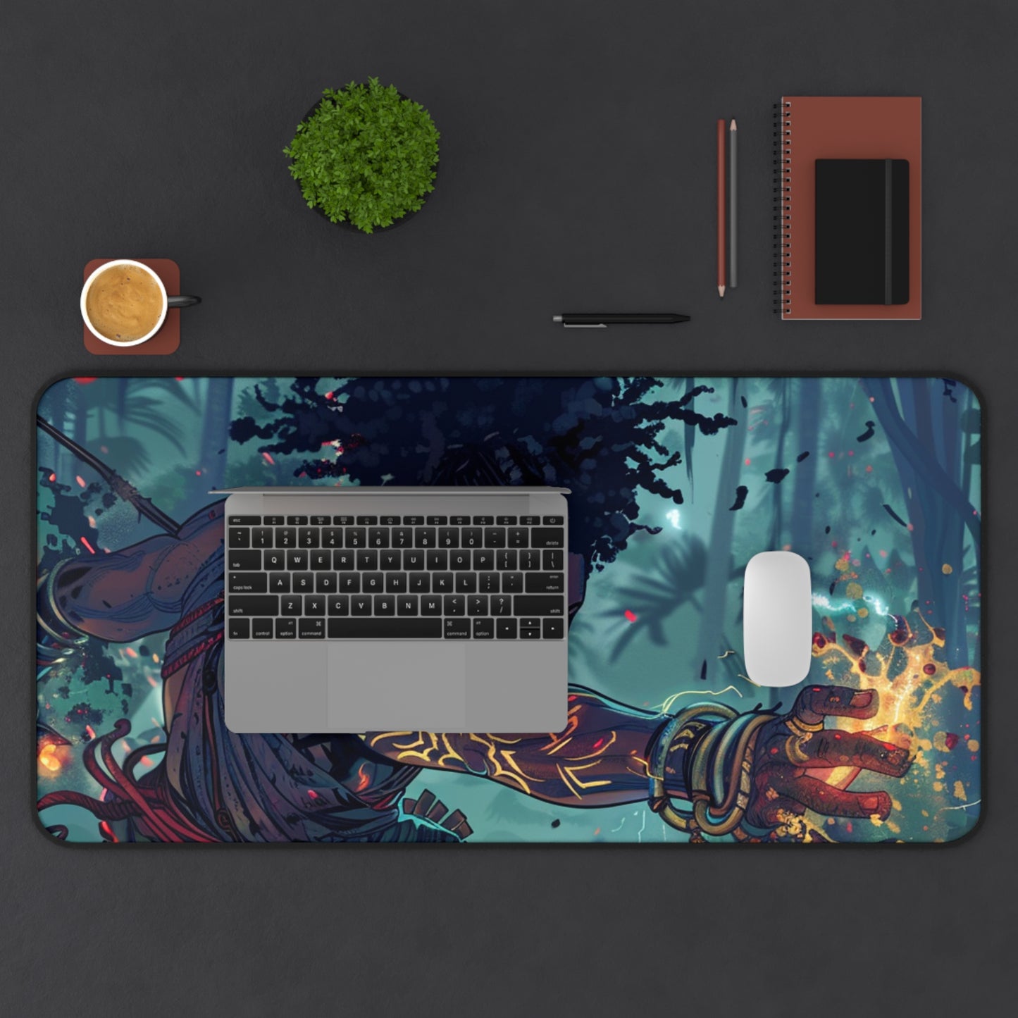 Mystical Warrior Desk Mat – Unique Gaming & Office Accessory for Creative Minds