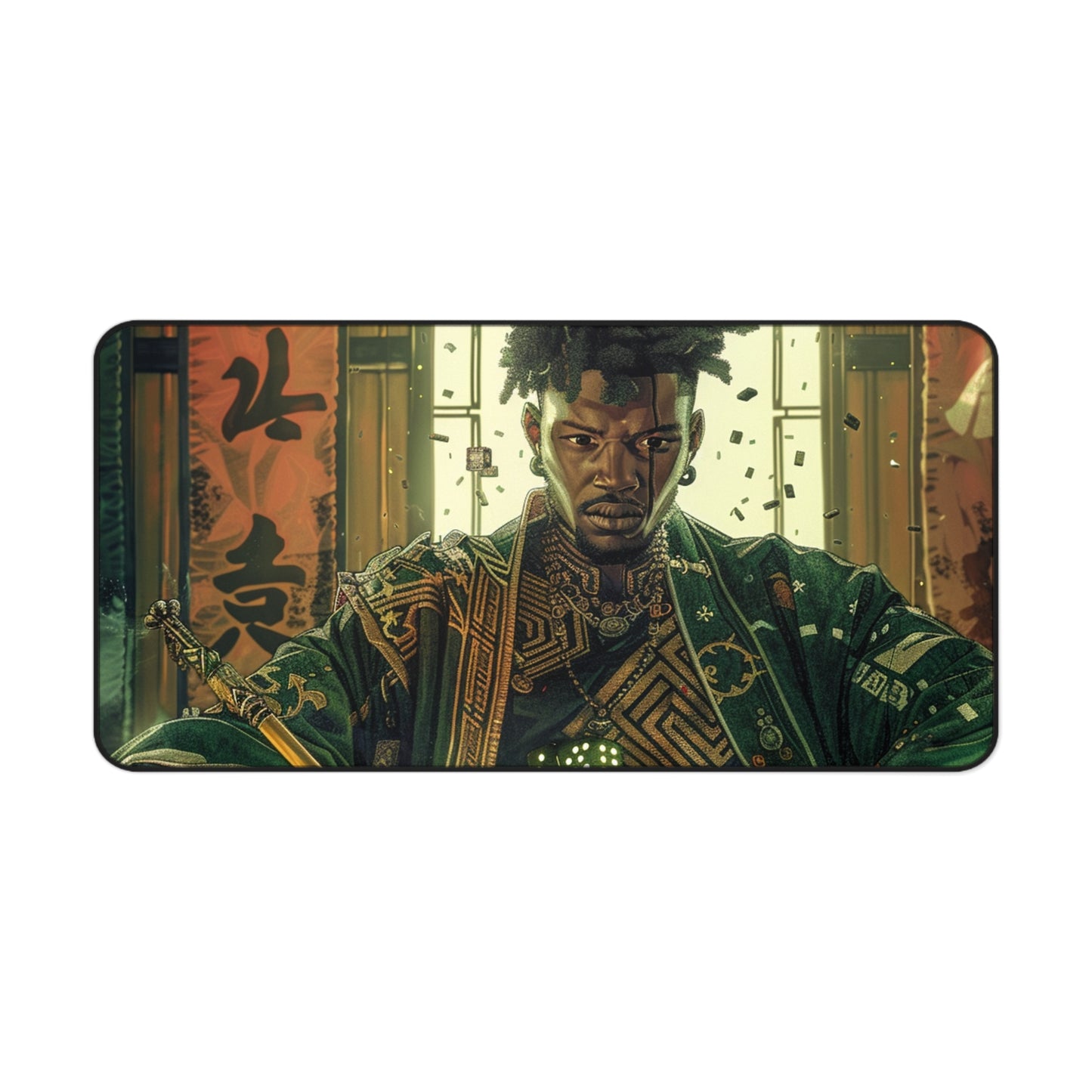 Bold & Artistic Desk Mat - Samurai Warrior Design for Home Office