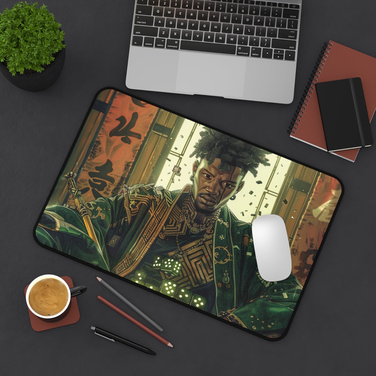 Bold & Artistic Desk Mat - Samurai Warrior Design for Home Office