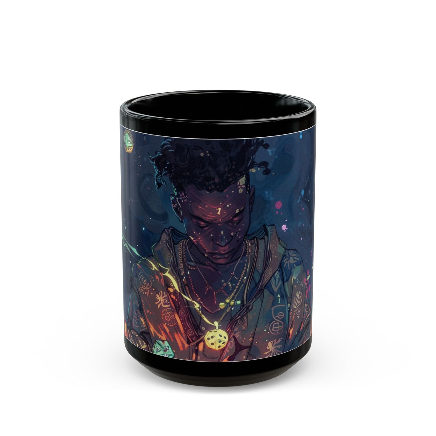 Cosmic Vibes Black Mug - 11oz & 15oz with Fantasy Art Design