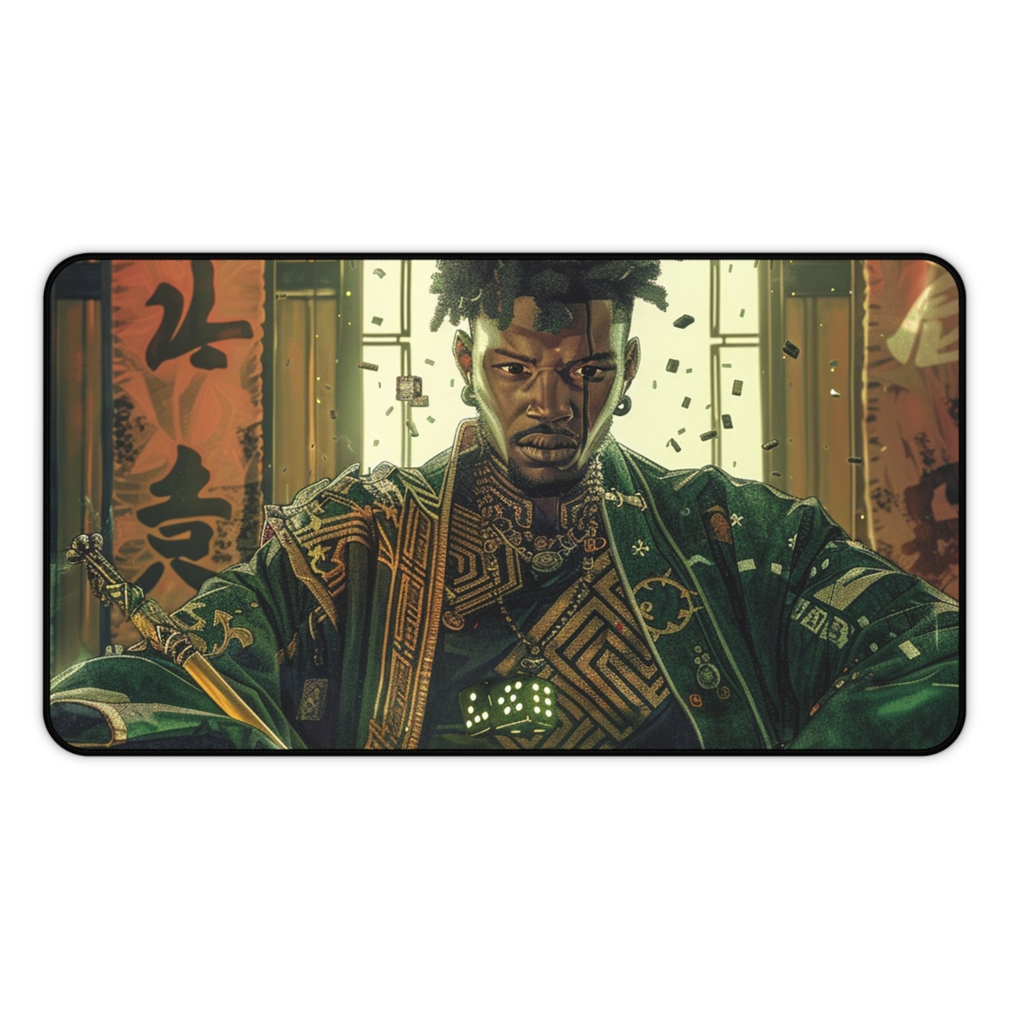 Bold & Artistic Desk Mat - Samurai Warrior Design for Home Office