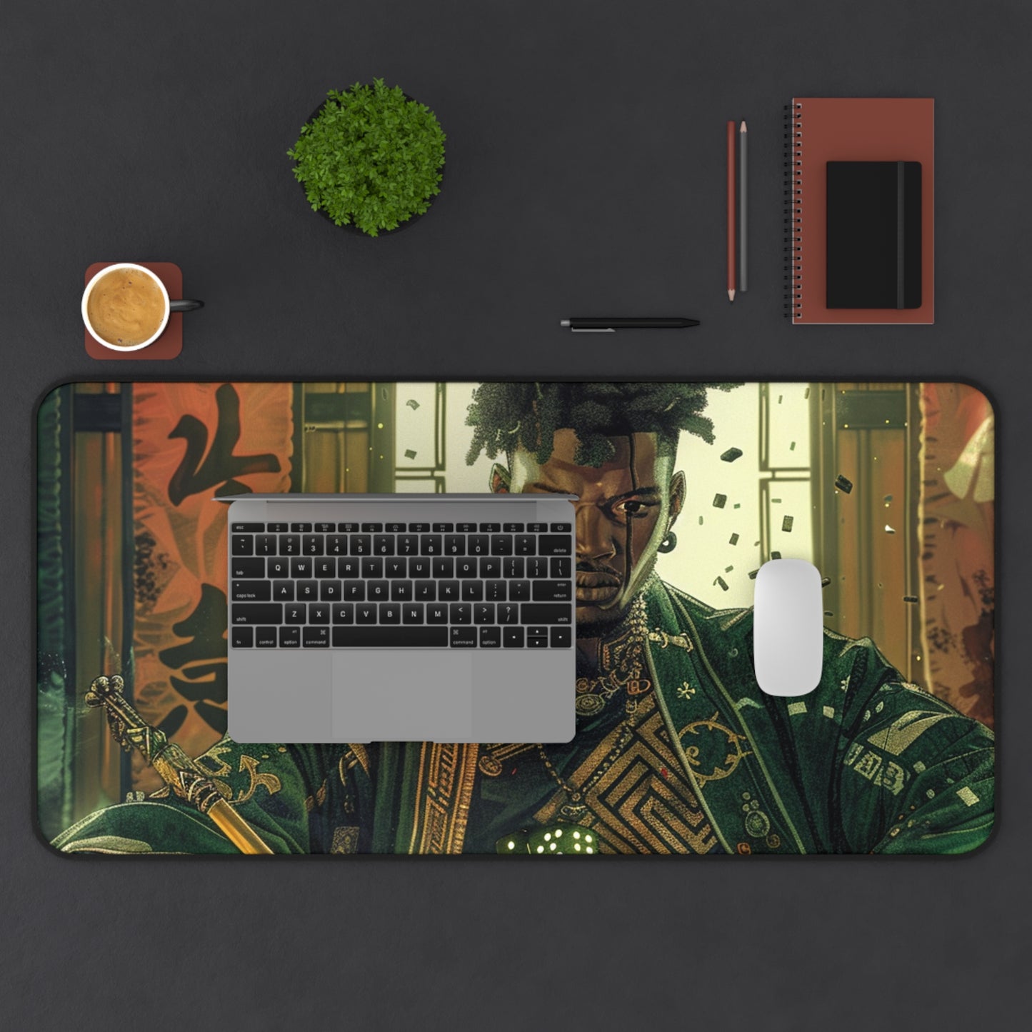 Bold & Artistic Desk Mat - Samurai Warrior Design for Home Office