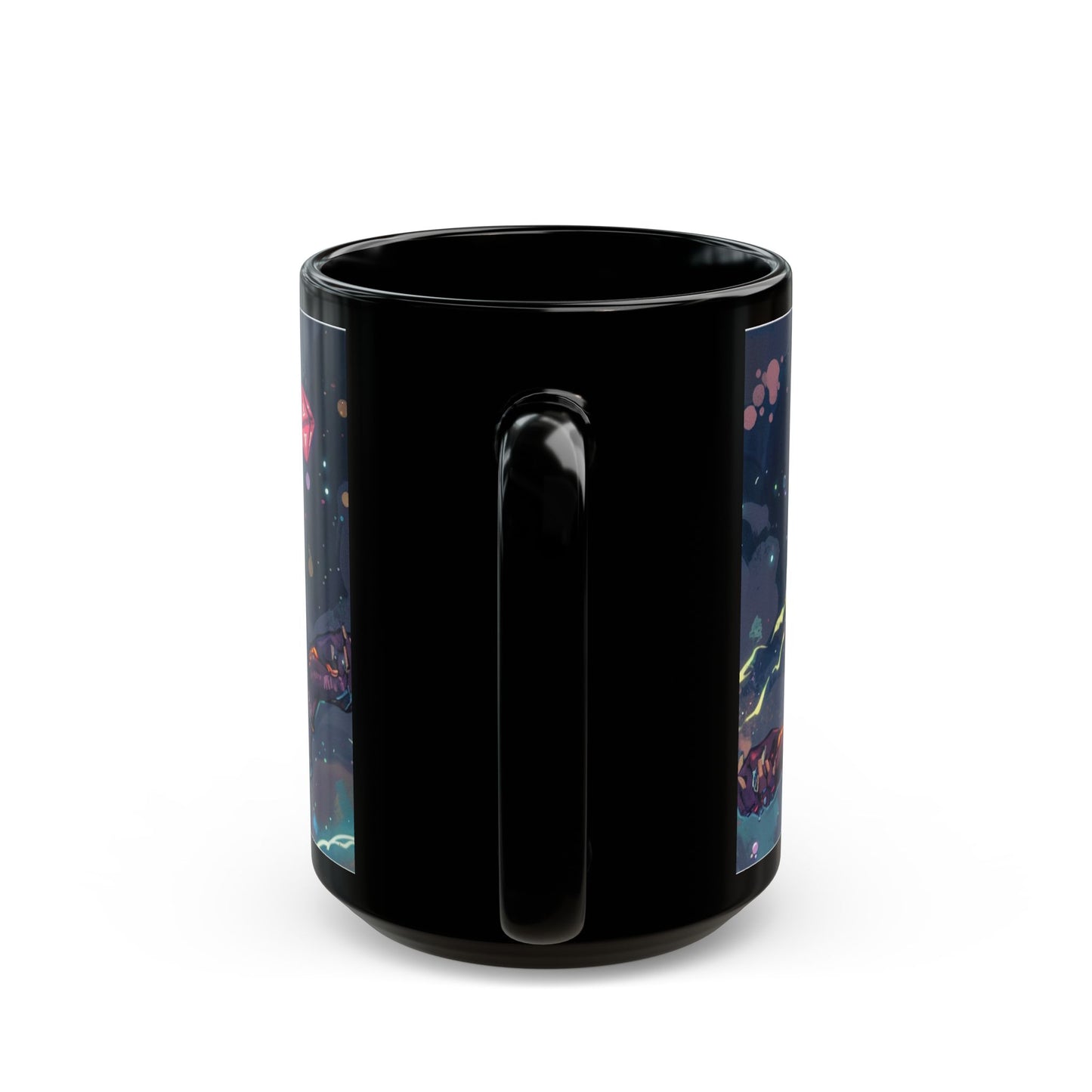 Cosmic Vibes Black Mug - 11oz & 15oz with Fantasy Art Design