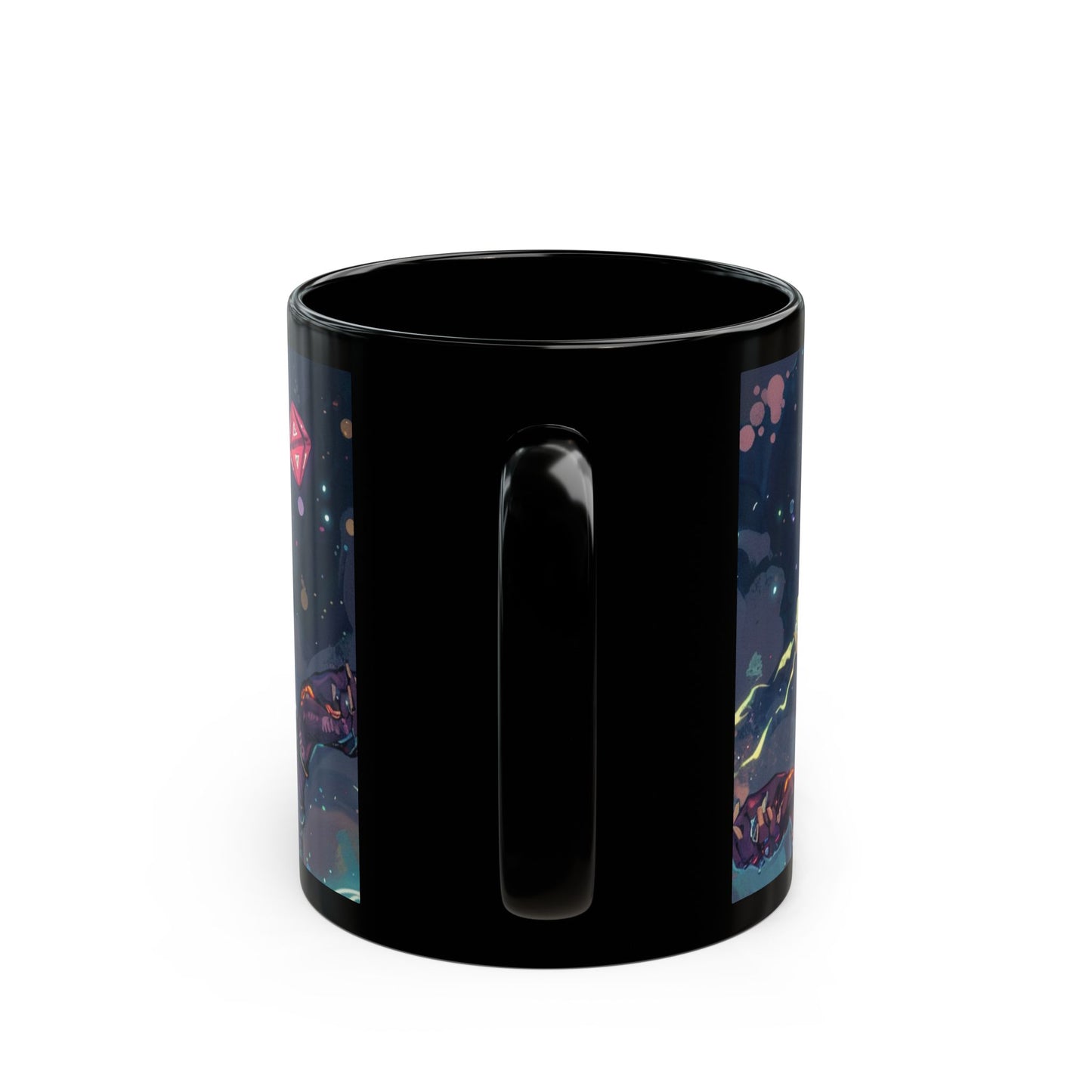 Cosmic Vibes Black Mug - 11oz & 15oz with Fantasy Art Design