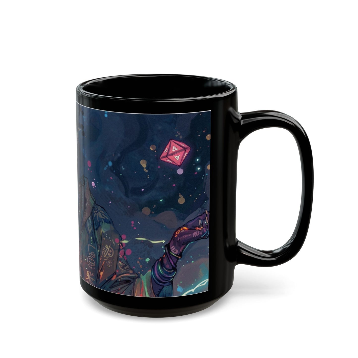 Cosmic Vibes Black Mug - 11oz & 15oz with Fantasy Art Design
