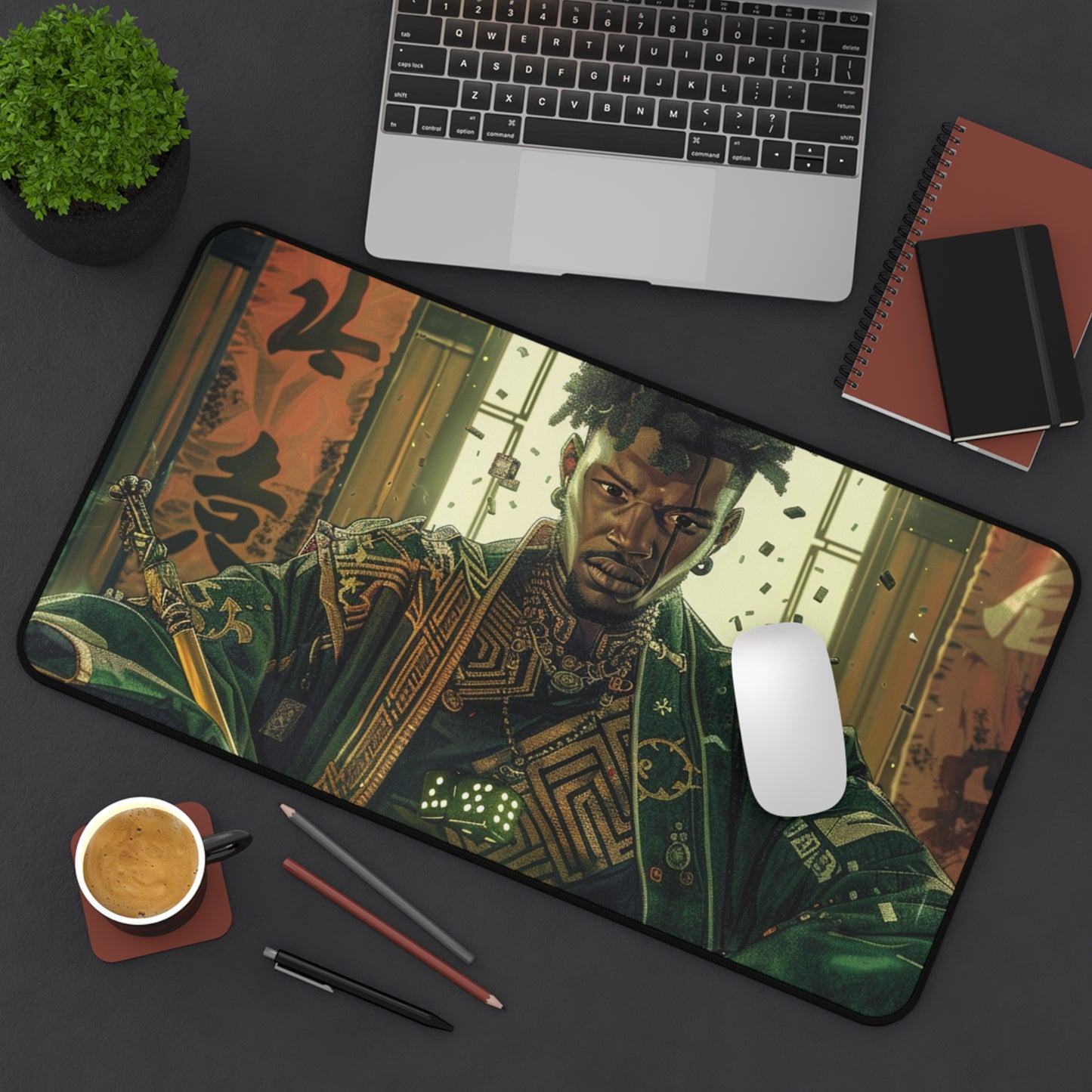 Bold & Artistic Desk Mat - Samurai Warrior Design for Home Office