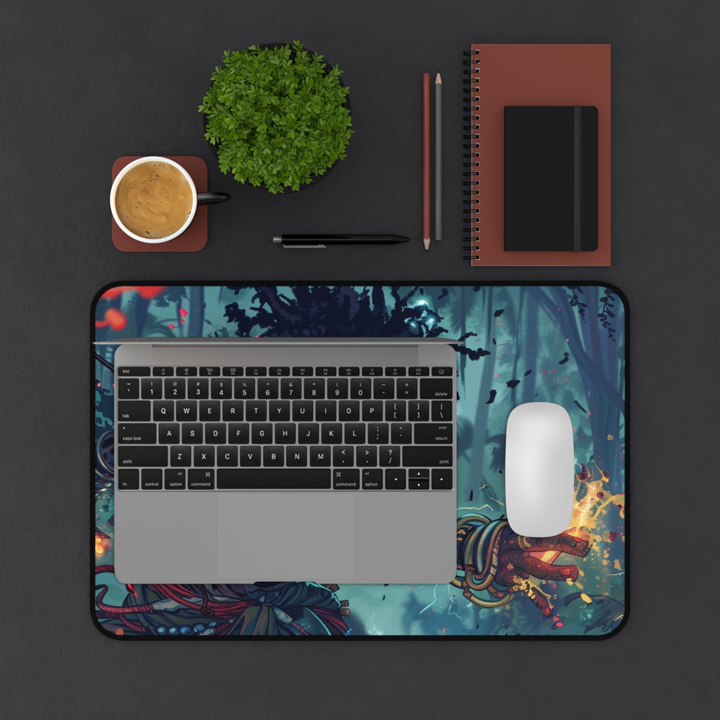 Mystical Warrior Desk Mat – Unique Gaming & Office Accessory for Creative Minds