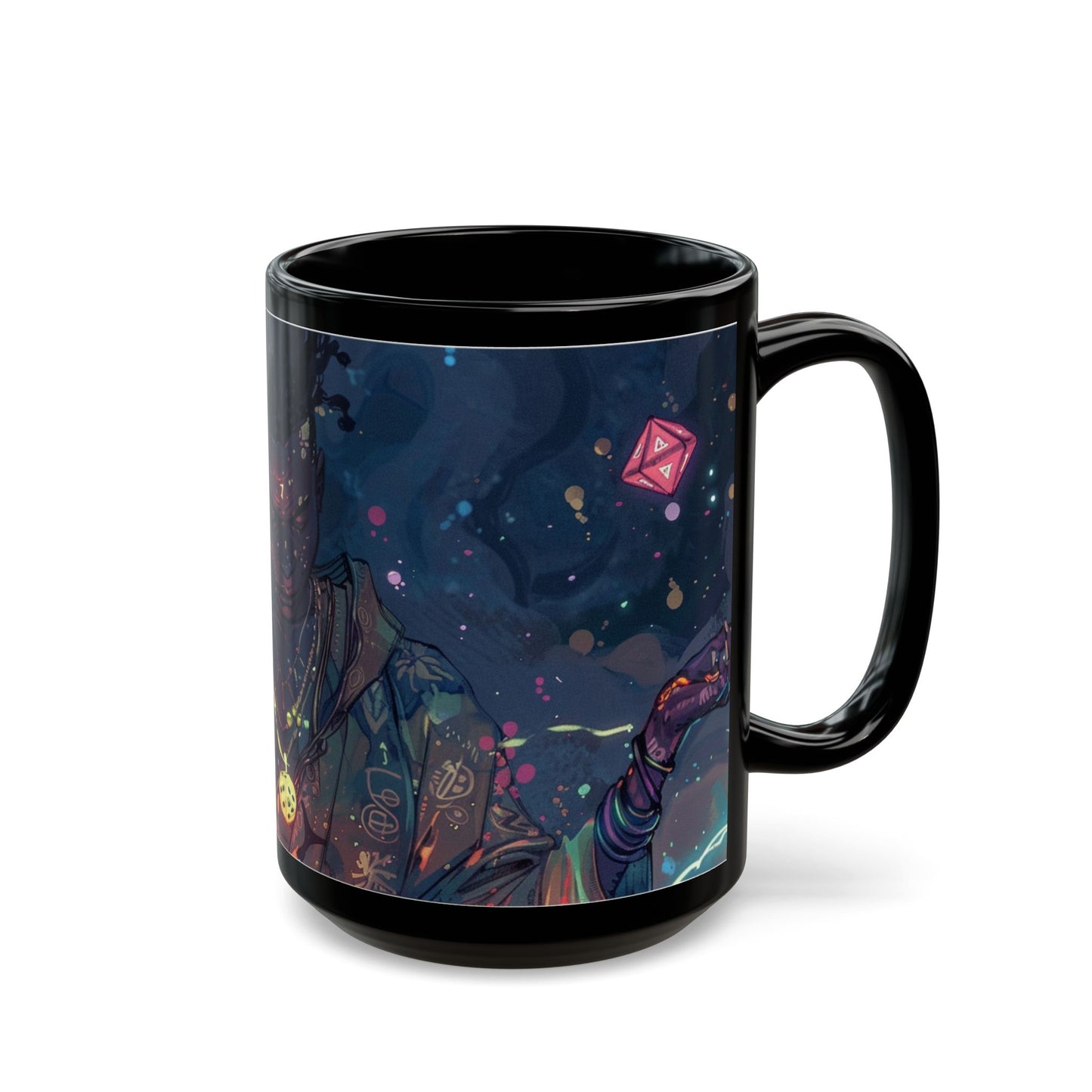 Cosmic Vibes Black Mug - 11oz & 15oz with Fantasy Art Design