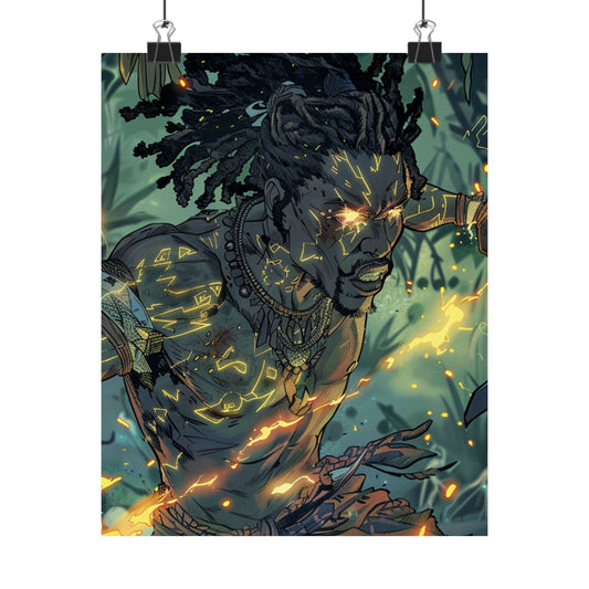 Mystical Warrior Matte Vertical Poster - Vibrant Nature Art Print