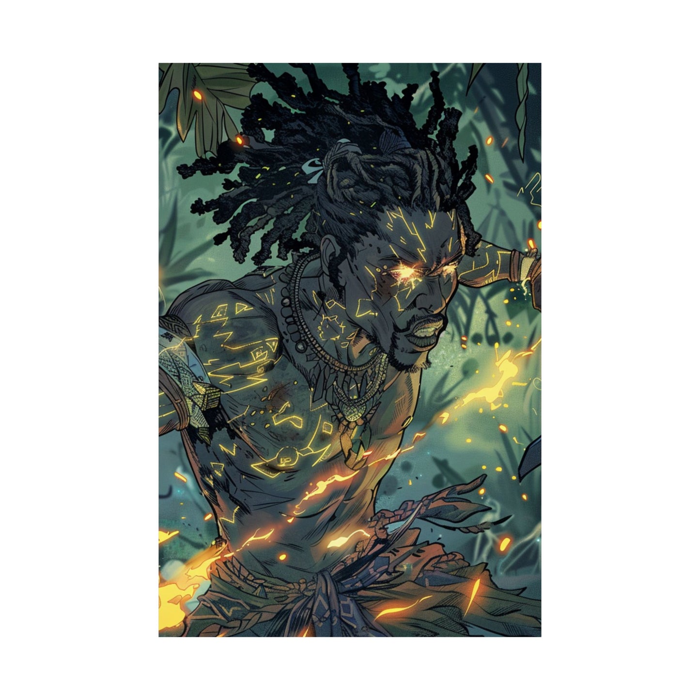 Mystical Warrior Matte Vertical Poster - Vibrant Nature Art Print