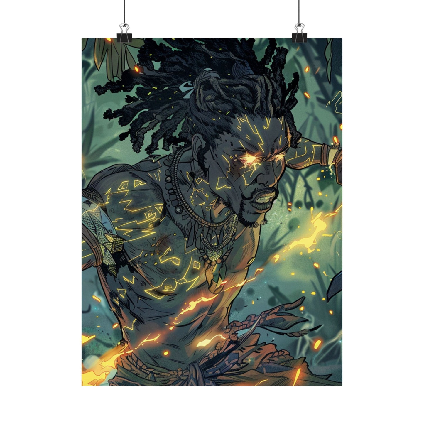 Mystical Warrior Matte Vertical Poster - Vibrant Nature Art Print