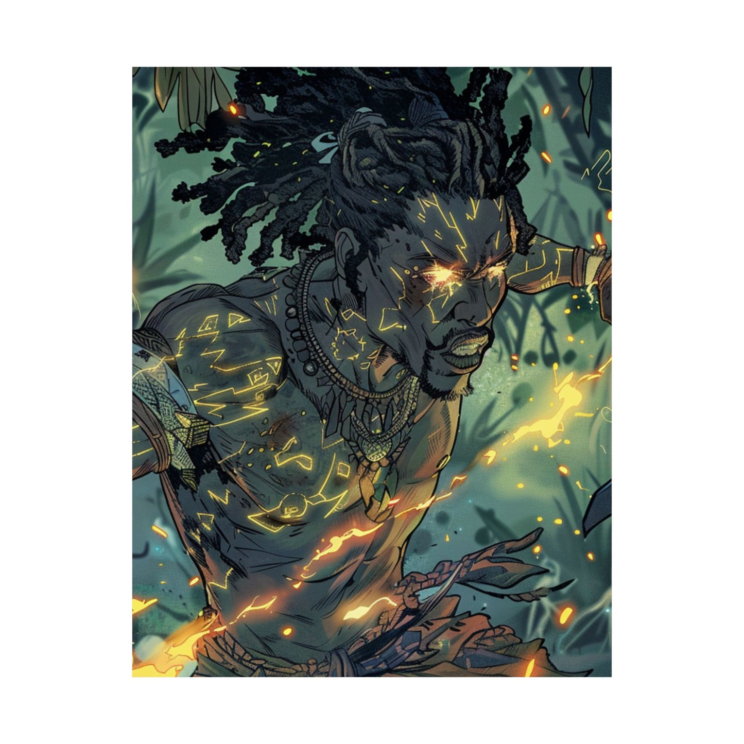 Mystical Warrior Matte Vertical Poster - Vibrant Nature Art Print